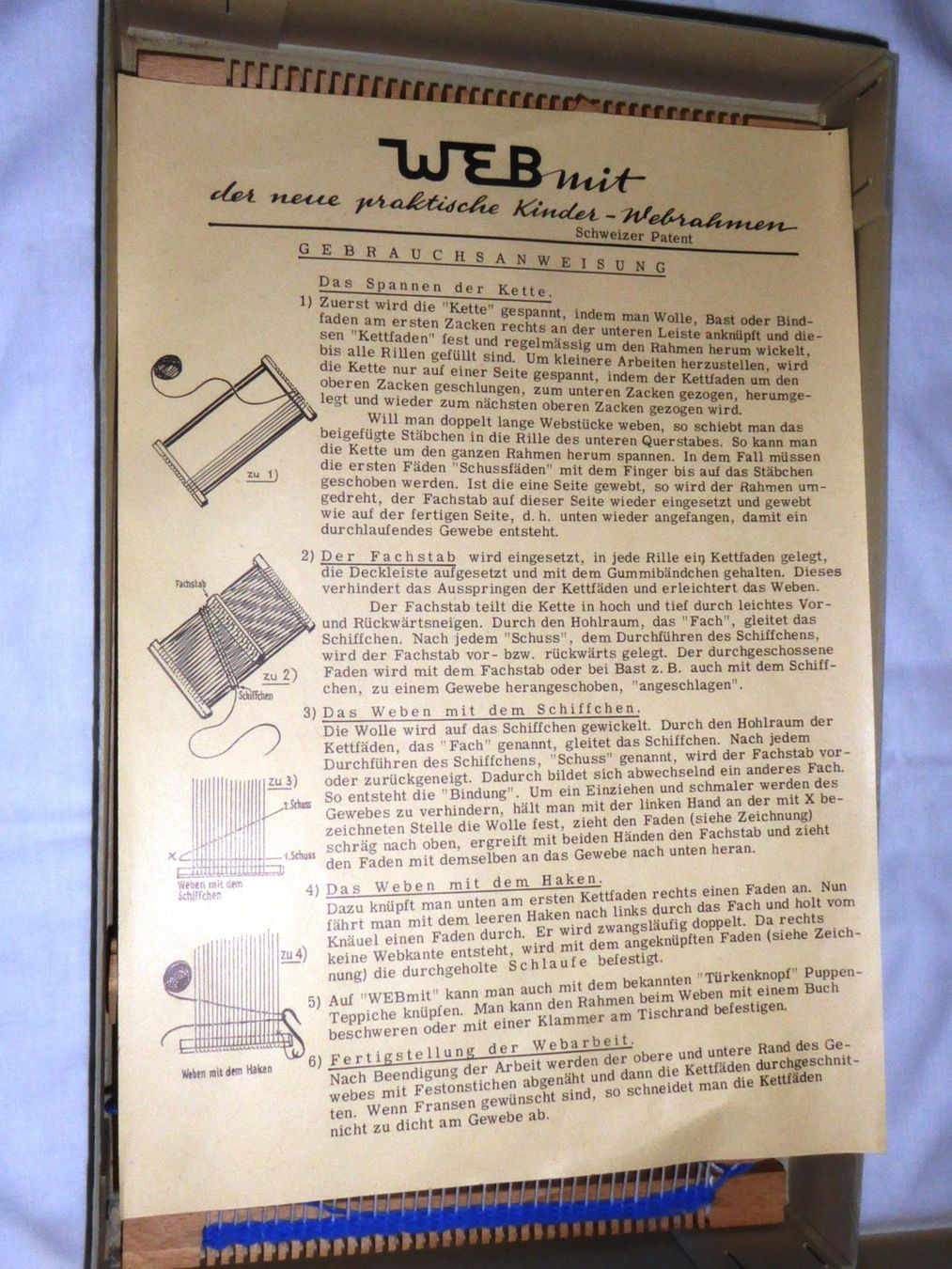 Telai per tessitura: WEB mit Kinderwebrahmen Vintage Retro Armbrust Patent – Usato da Burgdorf venduto da Zimpu10 5