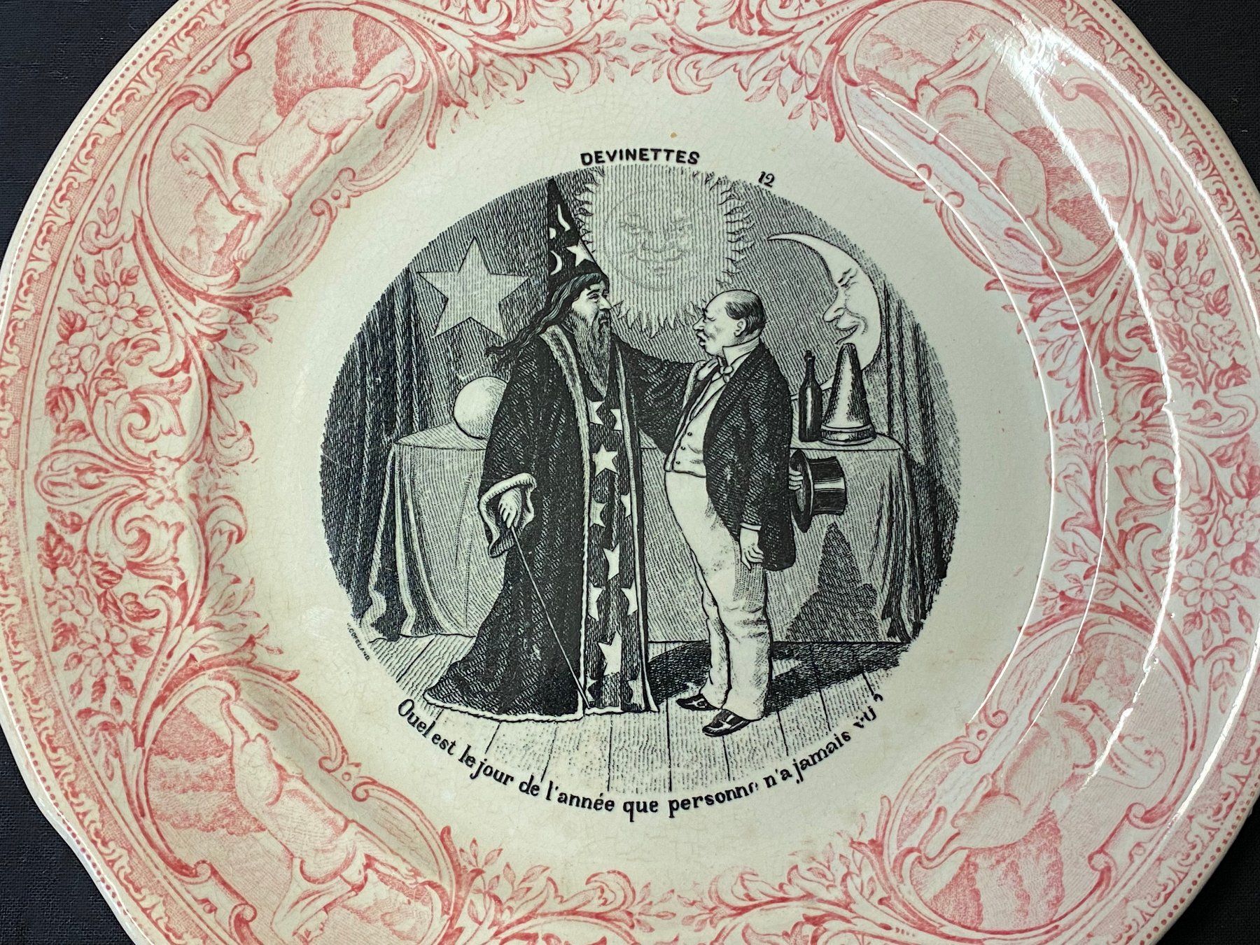 Piatti: Antike Seltene "Opaque de Sarreguemines" Teller 1875 - 1900 – Usato da Schaffhausen venduto da vintageville