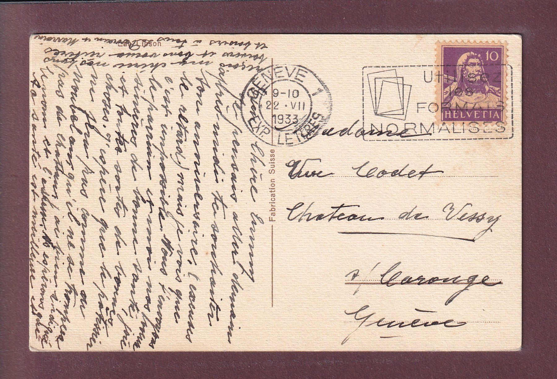 Cartoline postali: LAC LIOSON - 1933 – Usato da Pully venduto da nicecards 1