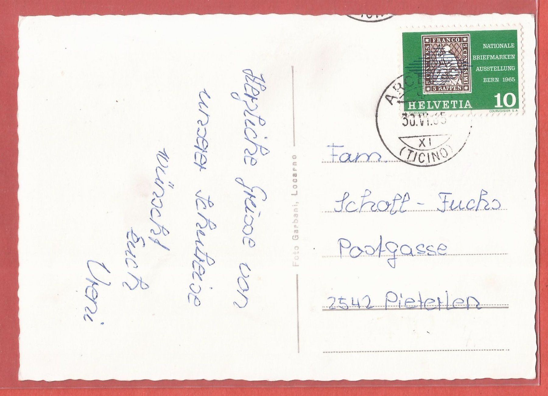 Cartoline postali: Seilbahn - Filova Verdasio-Rasa im Centovalli - 1965 – Usato da Fislisbach venduto da Porano 1