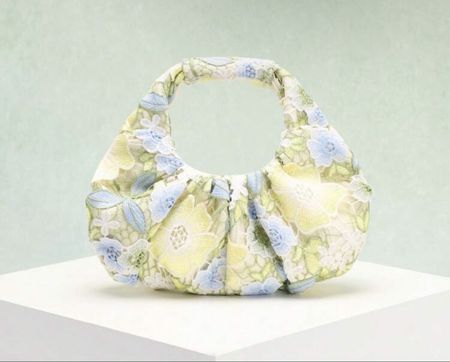 Sac à main en dentelle florale jaune et bleu neuf