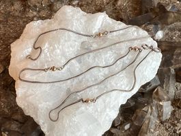 antik Fuchsschwanzkette Silber 56cm mit rosé Gold Kügeli
