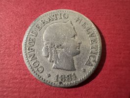 Schweizer 10 Rappen Münze, Jahrgang 1881