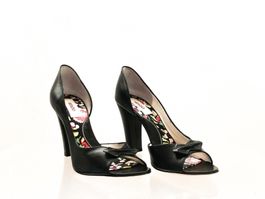 Kenzo Leder Floral Peeptoes Pumps