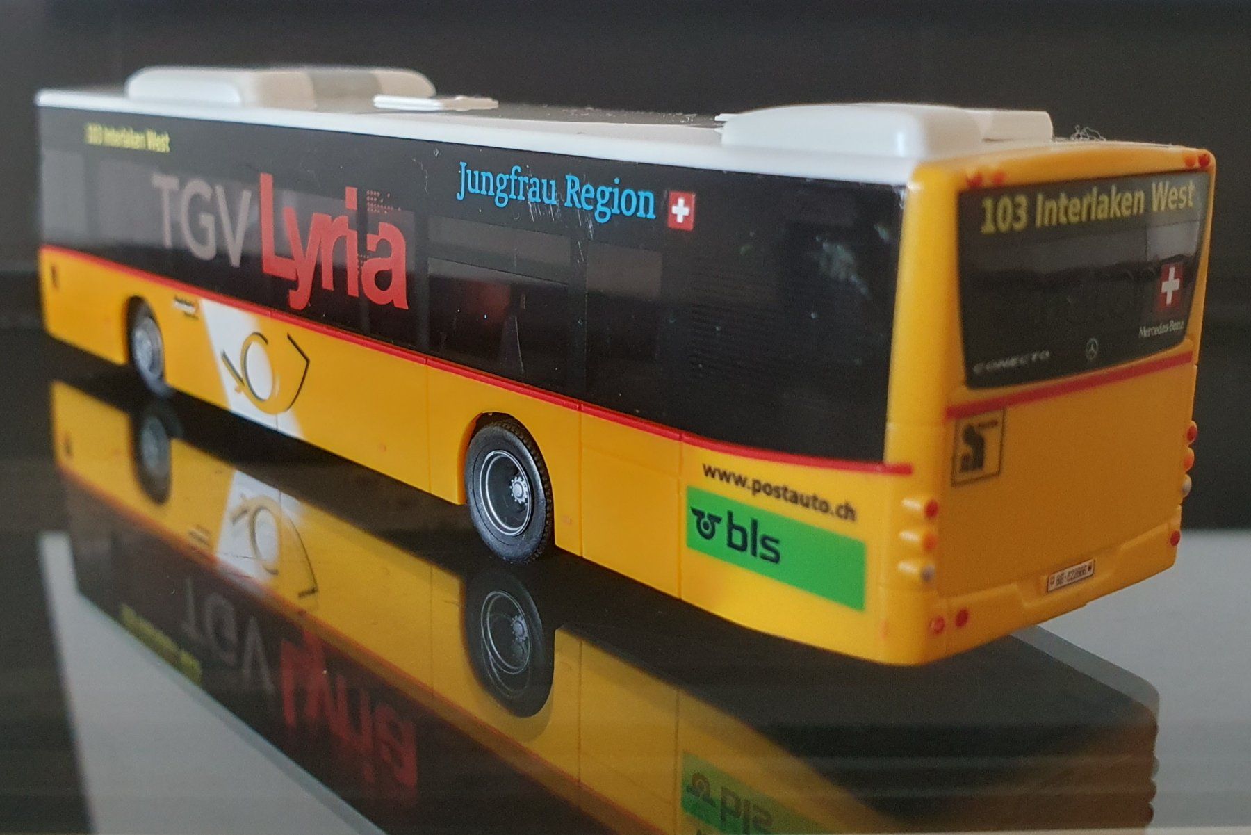Rietze Modellini d'auto: AWM PTT PostAuto BLS Bus Interlaken MB Conecto 1:87 lim. 100 – Nuovo (secondo la descrizione) da Therwil venduto da Wat_975y 1