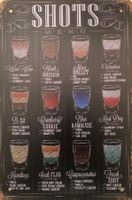 Blechschild Shots Menu Alkohol Bar Drink Restaurant Gin