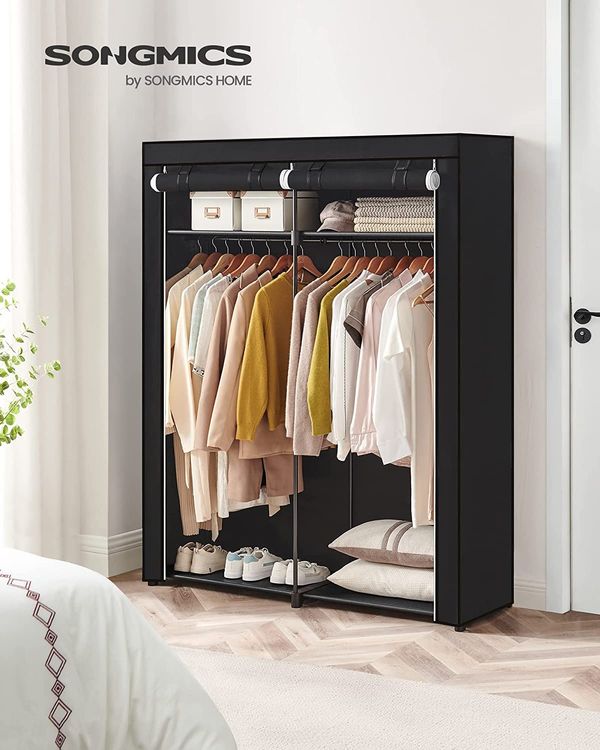 XOKOTAKI Kleiderschrank Modular - 12 Module Mit 2 Stangen 140x105cm Schwarz