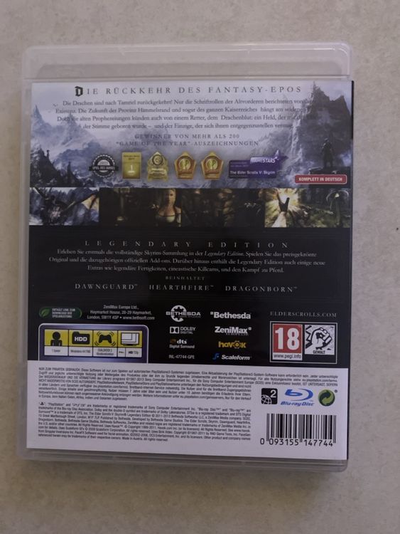 Jeu The Elder Scrolls V: Skyrim PS3 édition FR PAL - État Correct, PEGI 18, Boîtier Peut être Abîmé