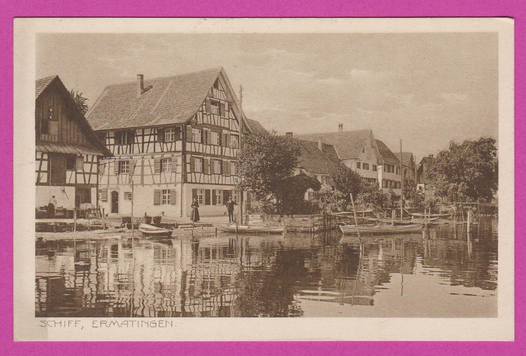 Cartoline postali: Ermatingen   :   alte Ansichtskarte mit Schiff Station, 1920 – Usato da Vitznau venduto da Ropaku