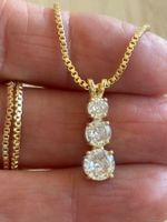 Luxus Elegante Zirkonia Kette Farbe : Gold / Hellblau