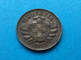 2 Rappen 1933 VZ ungereinigt