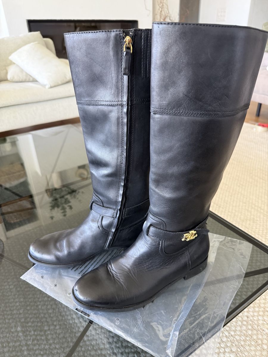 Ralph Lauren Scarpe da donna: Ralph Lauren Black Leather Boots size 39.5-40 – Usato da Kilchberg venduto da anloufra 1
