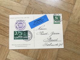 1925 Flugpostkarte nach Basel (Über den Alpen)