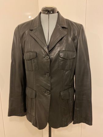 Elegante Damen Lederjacke, schwarz, Grösse 38
