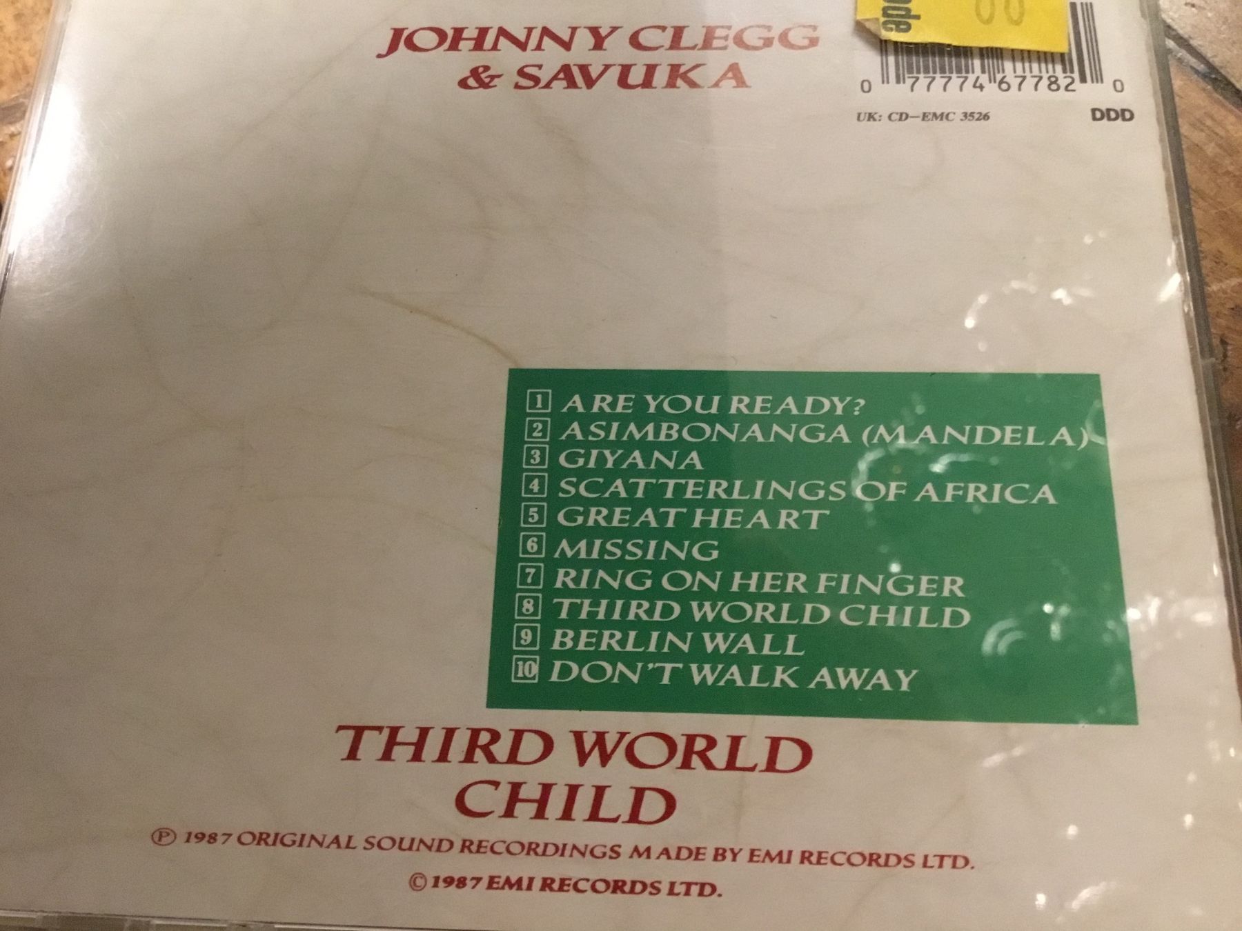 CD: Johnny Clegg & Savuka CD Third World Child – Usato da Thierachern venduto da sweden08 1