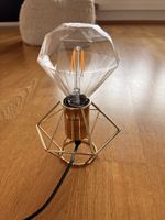 Tischlampe Diamant Form Gold Drahtgestell guter Zustand