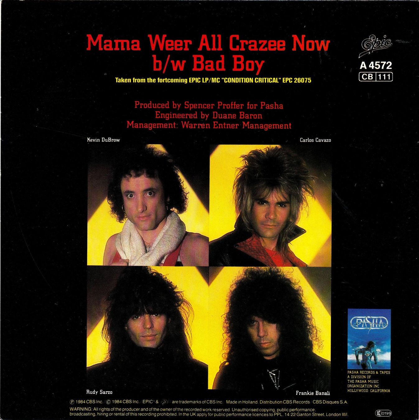 Schallplatten: Quiet Riot Vinyl Single von 1983 – Gebraucht aus Volketswil von Abcrecords 1