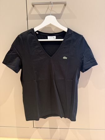Damen T-Shirt Lacoste schwarz V-Ausschnitt Grösse 36