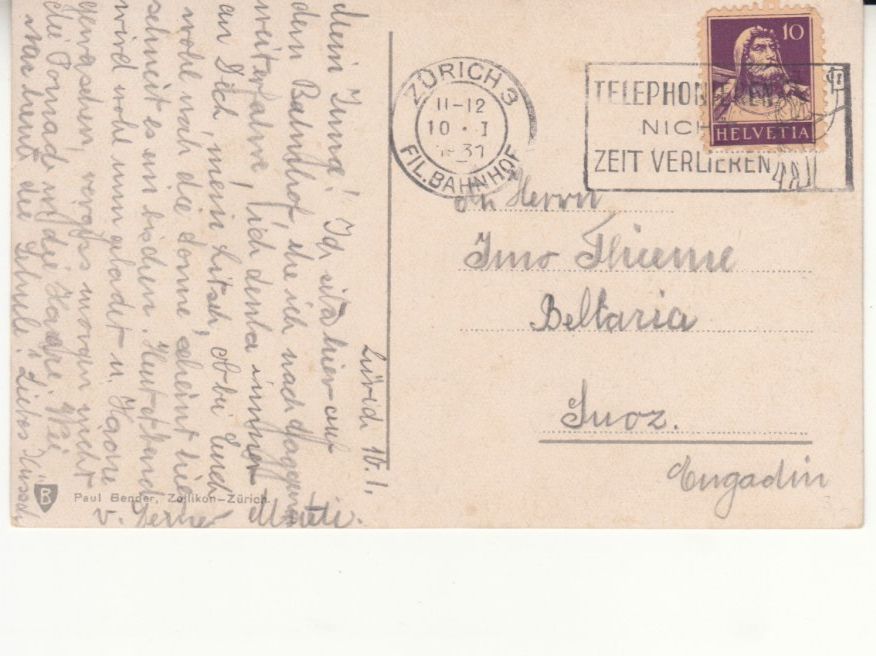Cartoline postali: Zürich 1931 – Usato da Bürglen TG venduto da StampGraf 1