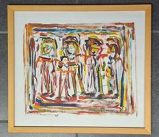 Huber M., 89, 4 Menschen, Fasnacht?, abstrakt, dekorativ