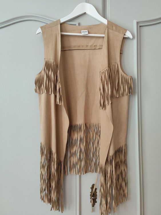 Damen Weste Mit Quasten - Wildlederoptik Ärmellose Fransenweste Für Festival