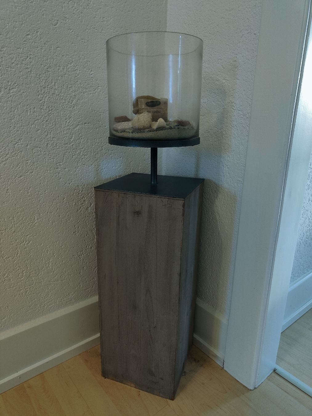 Alle Dekorationen: Windlicht mit Glasschale und HolzSäule – Gebraucht aus Malters von leif