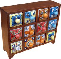 Apothekerschrank / Gewürzregal Holz und Keramik