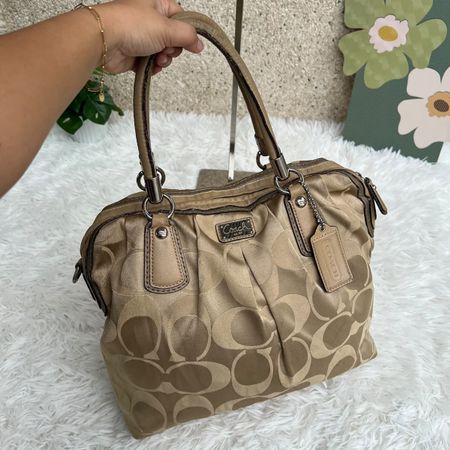 Coach Handtasche C-Muster beige/braun Tasche Damen guter Zus