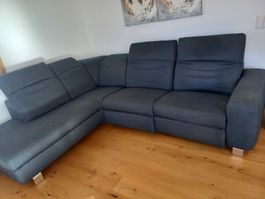 Ecksofa blau mit Relaxfunktion 