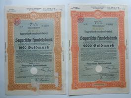Zwei Hypothekenpfandbriefe von der Bayerische Handelsbank