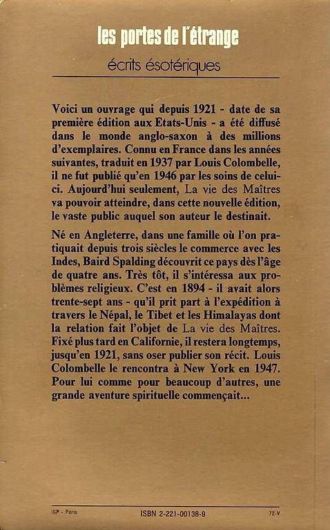 Libri: La vie des Maîtres de Baird Spalding – Usato da Estavayer-le-Lac venduto da mar_2s6b 1