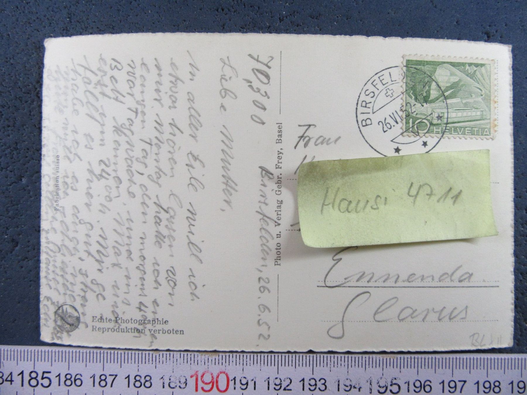 Cartoline postali: BIRSFELDEN REF.KIRCHE 1952 BL-AK – Usato da Ettingen venduto da Hausi4711 1
