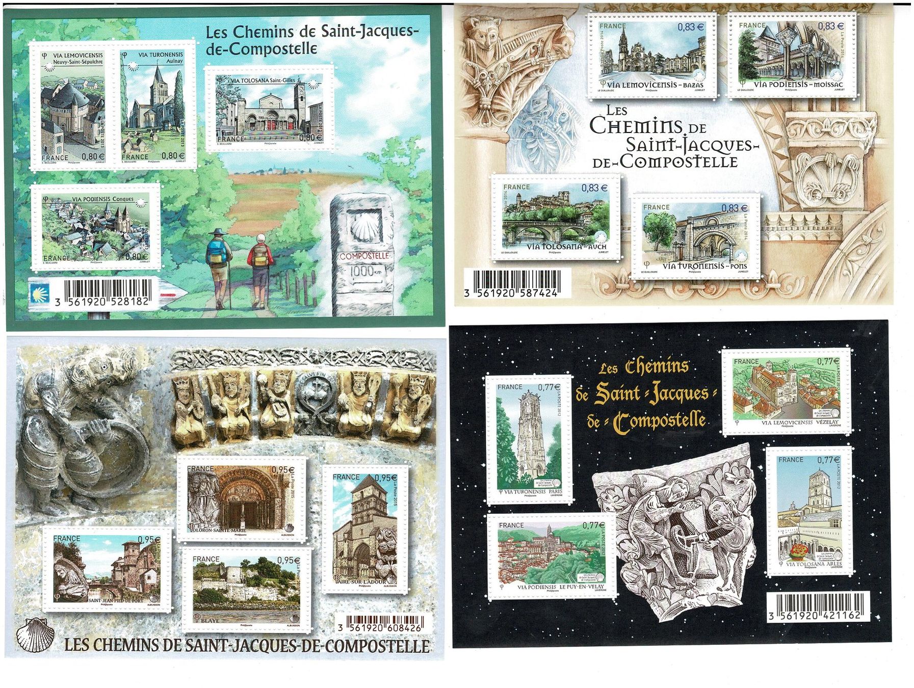 Tutti i francobolli: Chemins St. Jacques de Compostelle 4 KB ** – Nuovo (secondo la descrizione) da Lausanne venduto da Whorvath
