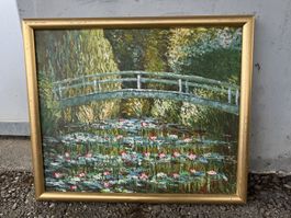 Prächtiges Ölbild Seerosenteich nach Claude Monet, signiert