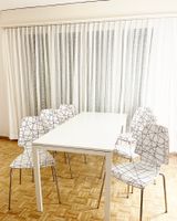Esstisch weiss Masse 175 x 75 cm mit 6 Vilmarstühlen