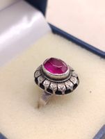 Vintage 925er Silber Ring mit Rubin Edelstein Top USSR