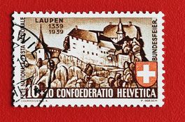 PRO PATRIA 2 600 JAHRE SCHLACHT LAUPEN SCHLOSS 1939 GEST.