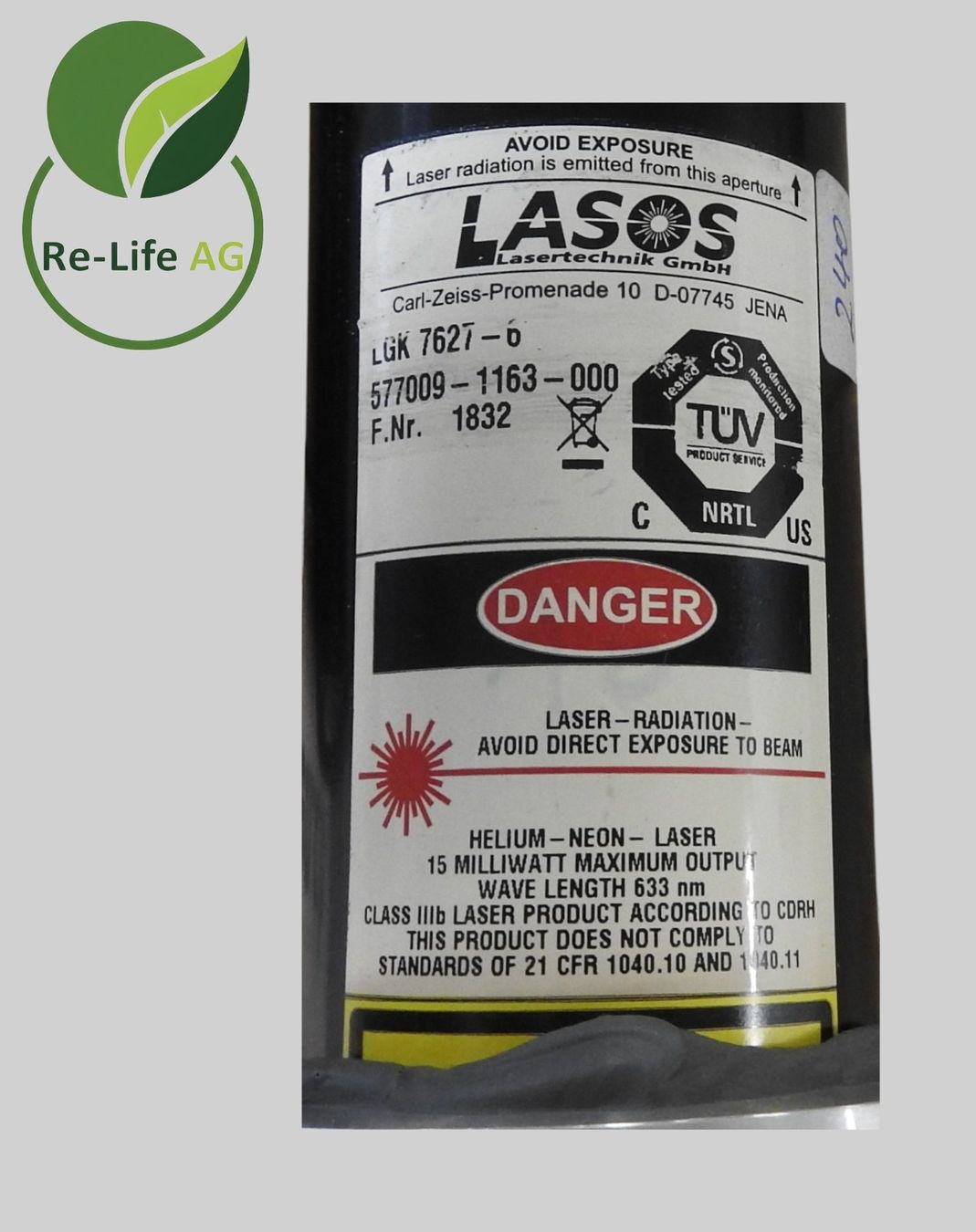Componenti elettronici: LASOS Lasertechnik LGK 7627-6 Helium-Neon Laser Module – Usato da Reinach BL venduto da Re-LifeAG_Labor 6