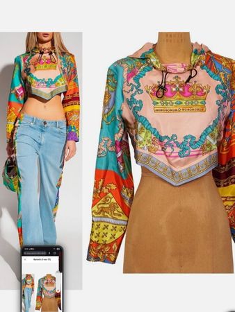 Versace Royal Rebellion Cropped Hoodie