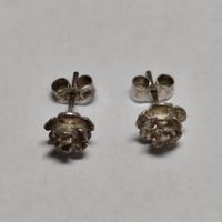 Vintage Silver silber Stud Earrings Boucles d'Oreilles #A4