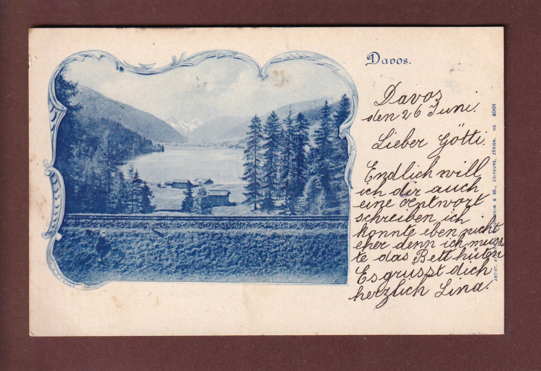 Ansichtskarten: DAVOS - Davosersee - 1900 – Gebraucht aus Pully von nicecards