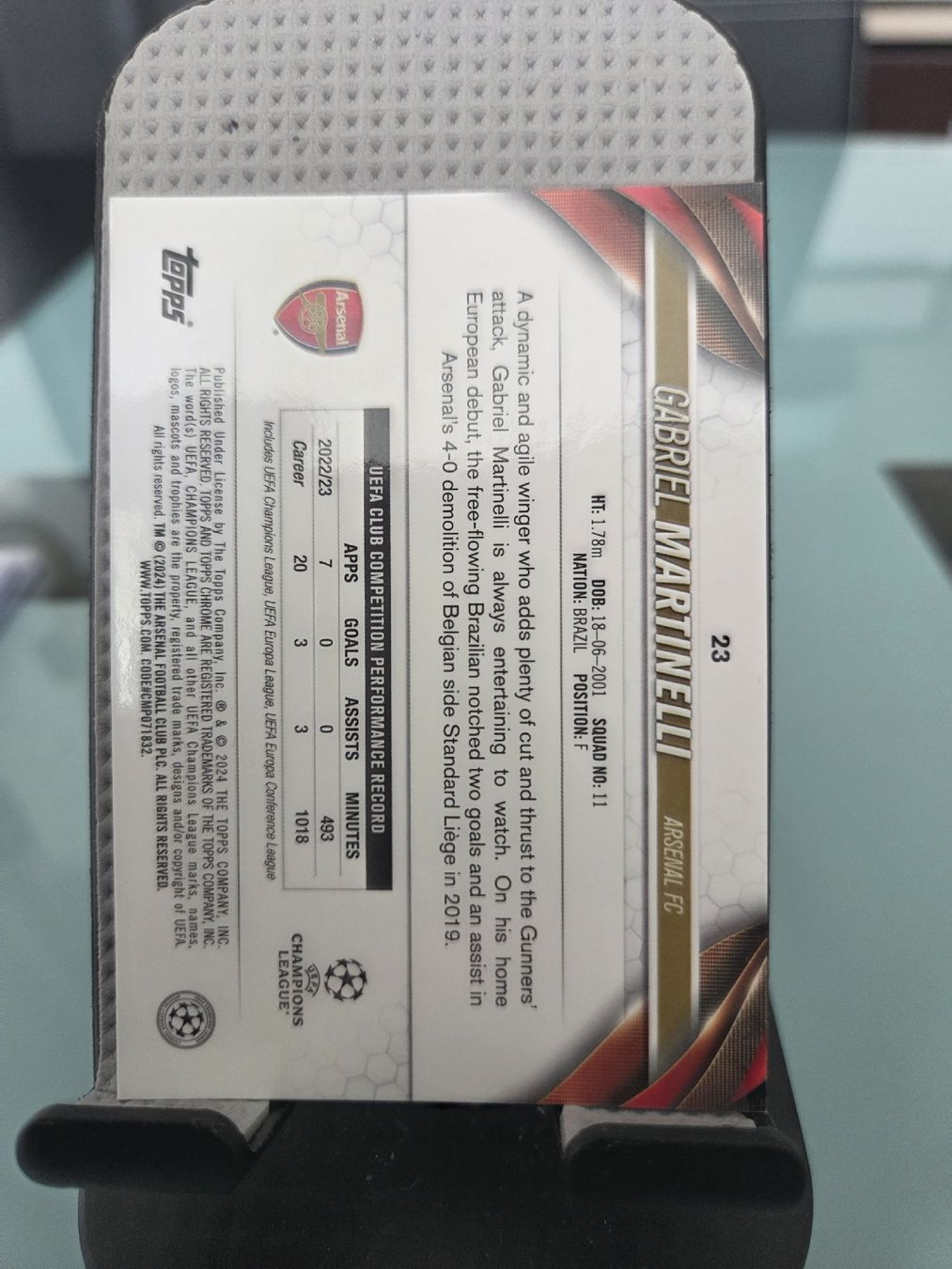 Topps Carte collezionabili: Topps Chrome 2024 Gabriel Martinelli VII/XI – Usato da Frick venduto da JArc 1