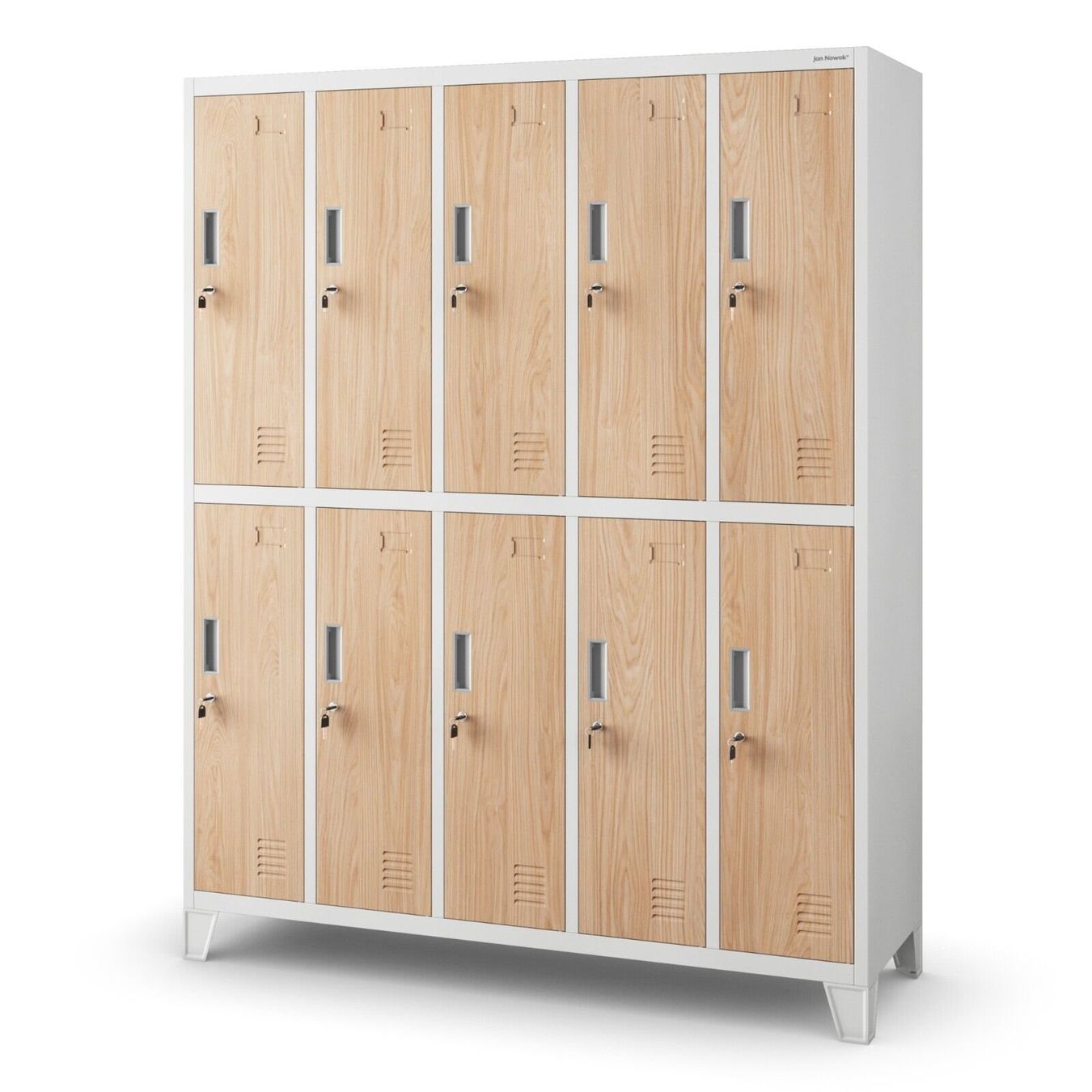 Schränke: Schliessfachschrank 10 Fächer - Weiss/Holzoptik – Neu und originalverpackt aus Wallenwil von toesstal-vertrieb 3