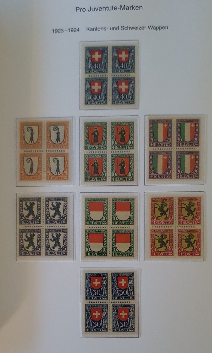 Tutti i francobolli: Pro Juventute 4er Block Sammlung Postfrisch 1913-2009 – Usato da Kreuzlingen venduto da Rschweiz1 3