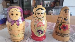 Russische Holzpuppen, Matrjoschka, 3 Stück, Vintage!