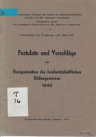 Reorganisation Landwirtschaftliches Bildungswesen 1943