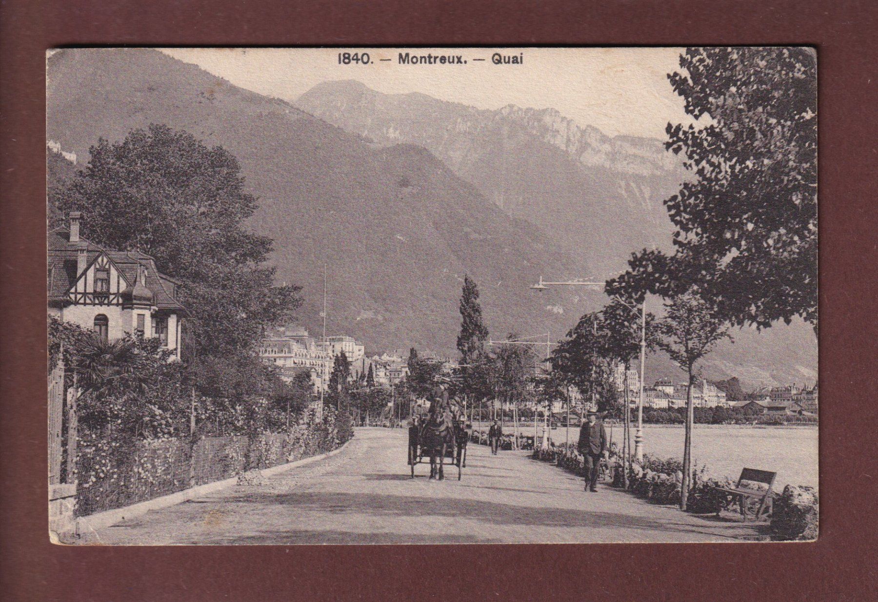 Cartoline postali: MONTREUX - Quai - Attelage - 1909 – Usato da Pully venduto da nicecards