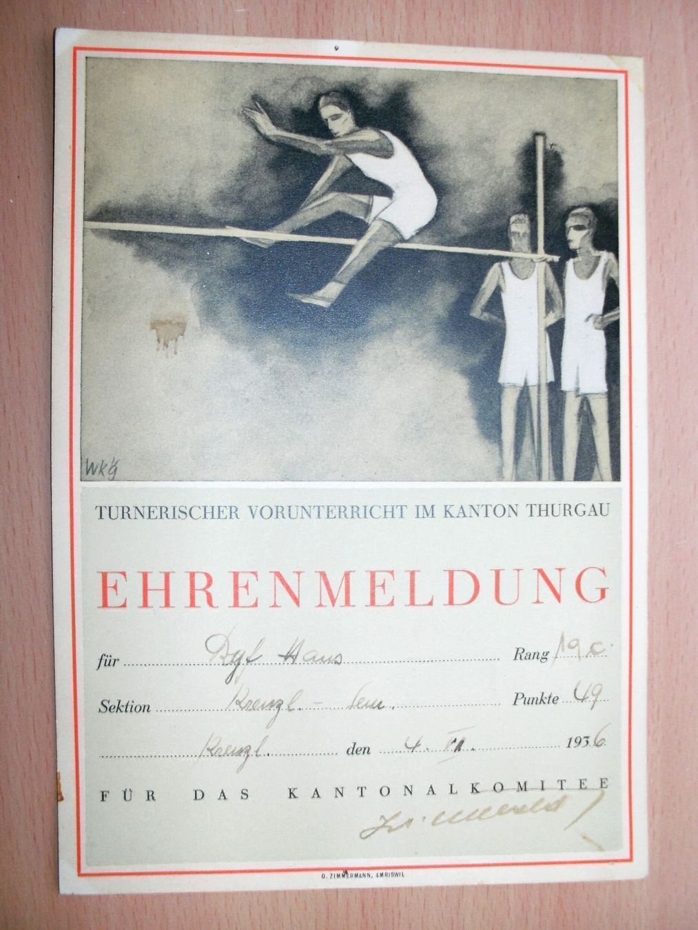 Documenti: Ehrenmeldung 1936 – Usato da Grenchen venduto da Kogi7