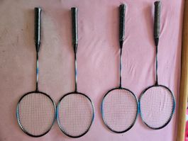 Badminton Schlaeger, steel shaft, 4 Stueck