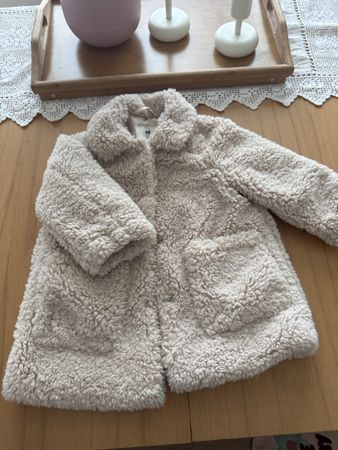 H&M Kindermantel Teddyfell Beige Wintermantel Gr. 92 top!